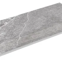 Ступенька из керамогранита Zeus Ceramica Kalakito Grey SZRXKA8BRNQ Эко 600х300х9,2 мм серая, под камень, матовая, с противоскользящими прорезями