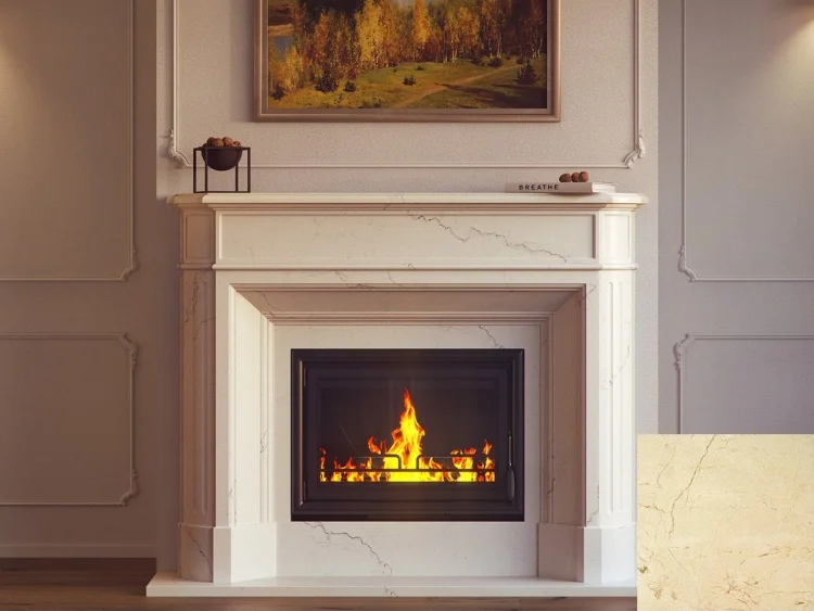 Портал для камина Bravo Севилья Crema Marfil мрамор бежевый прямой