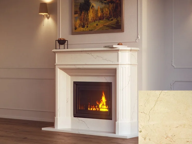Портал для камина Bravo Севилья Crema Marfil мрамор бежевый прямой