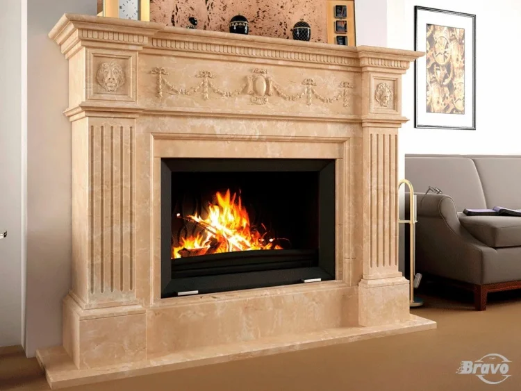 Портал для камина Bravo Амстердам Polaris мрамор белый угловой