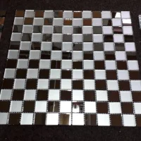 Мозаїка дзеркальна DecorStoneHub Zs-mix-ZS срібляста з сатином 330х330 мм шаховий візерунок на стіну
