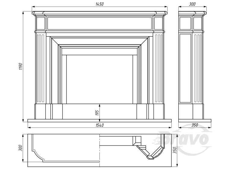 Портал для камина Bravo Севилья Crema Marfil мрамор бежевый прямой