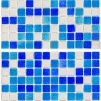 Мозаика стеклянная АкваМо MX25-1-01-2-02-03 бело-голубая растяжка градиент 1912x317x4 мм на бассейн колонну