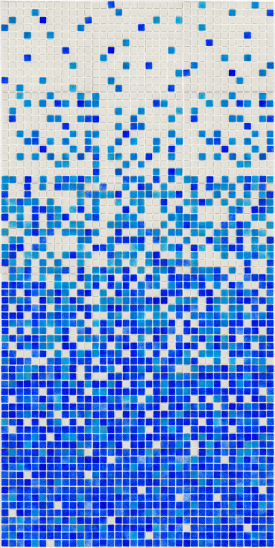 Мозаика стеклянная АкваМо MX25-1-01-2-02-03 бело-голубая растяжка градиент 1912x317x4 мм на бассейн колонну