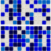 Мозаика стеклянная АкваМо MX25-1-01-02-03-04 бело-синяя растяжка градиент 1912x317x4 мм в бассейн хамам ванную