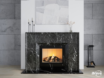 Портал для камина Bravo Денвер Denver Grey + Nero Marquina мрамор серый/черный прямой