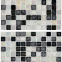 Мозаика стеклянная АкваМо MX25-PL White Coral Concrete Black бело-черная растяжка градиент 1912x317x4 мм в спа