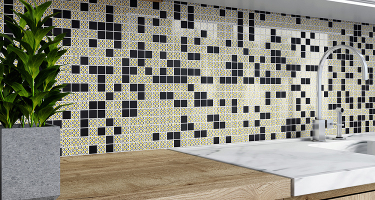 Мозаика стеклянная Kotto Ceramica GMP 0825002 С2 print 2/black mat   300 x 300 х 8   ( 25 х 25 )