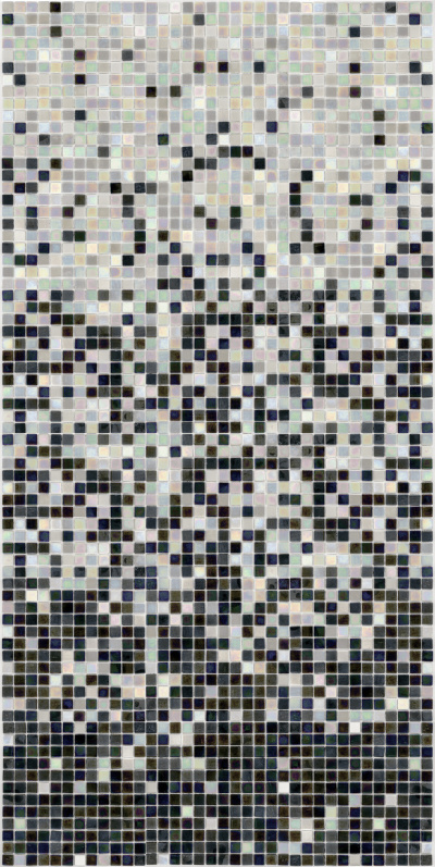 Мозаика стеклянная АкваМо MX25-3-05-09 бело-черная растяжка градиент 1912x317x4 мм в душевую баню сауну спа