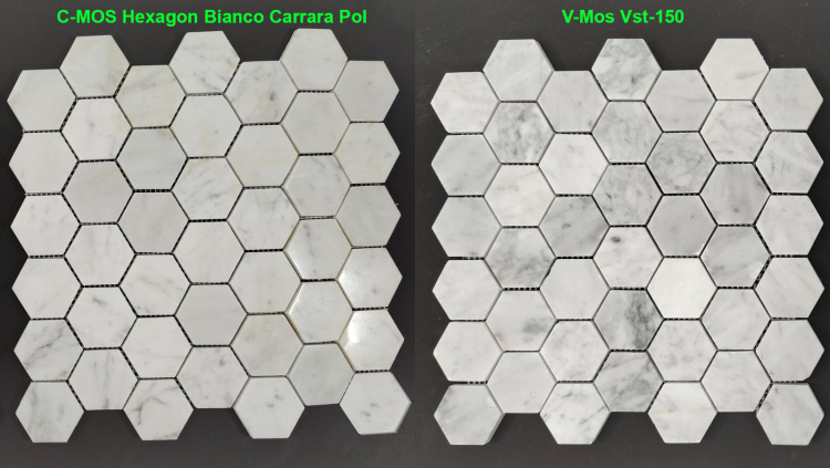 Мраморная мозаика Mozaico de Lux C-MOS Hexagon Bianco Carrara Pol