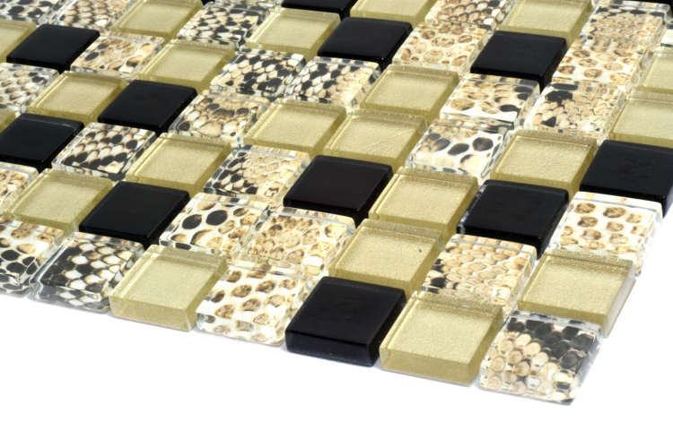 Мозаика стеклянная Kotto Ceramica GMP 0825035 С3 print 38/Gold/Black  300 x 300 х 8   ( 25 х 25 )