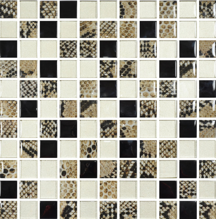 Мозаика стеклянная Kotto Ceramica GMP 0825035 С3 print 38/Gold/Black  300 x 300 х 8   ( 25 х 25 )