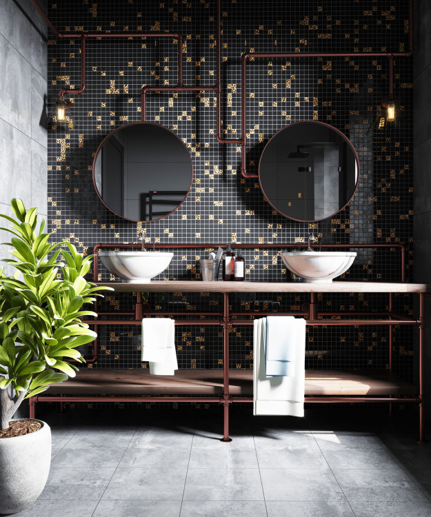 Мозаика стеклянная Kotto Ceramica GMP 0825042 С2 print 41/black 300 x 300 х 8 ( 25 х 25 )