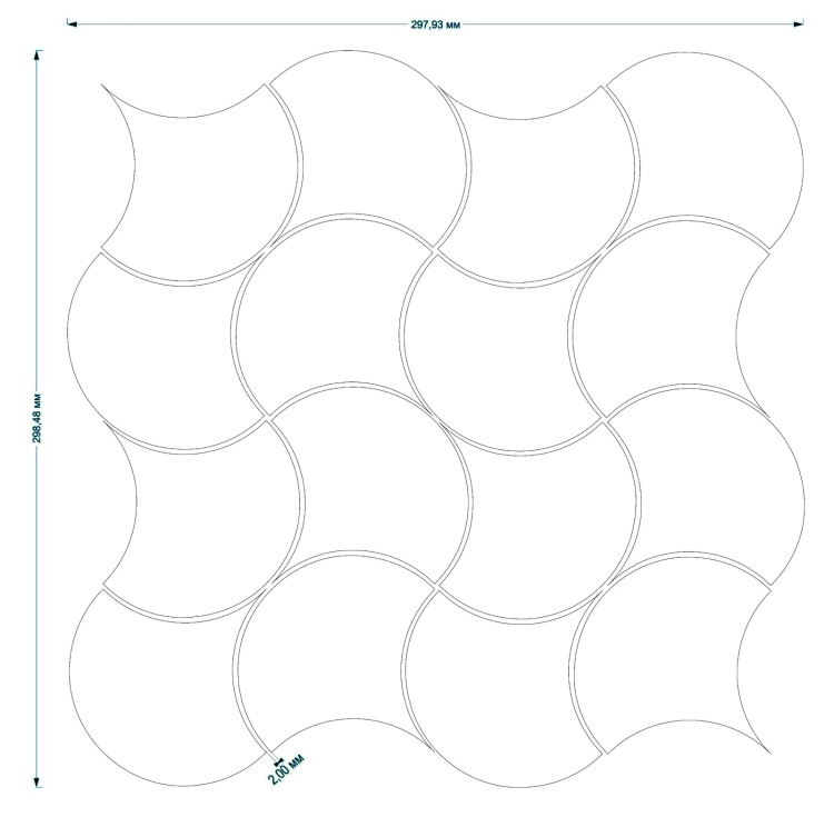 Мозаика керамическая Kotto Ceramica SCALES SC X2 6901 Silver/Graphite Black 300x300x9 (93x87) 0,075 м2