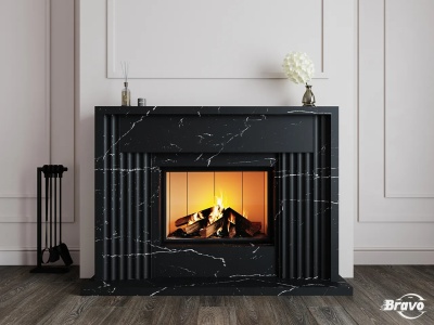 Портал для камина Bravo Портленд Nero Marquina Antique мрамор черный прямой