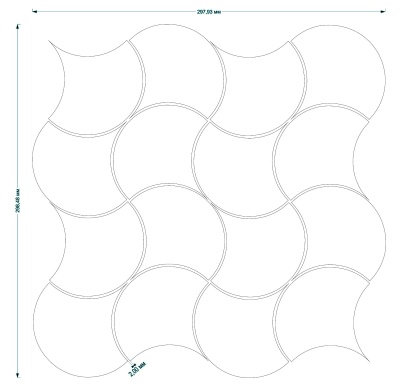 Мозаика керамическая Kotto Ceramica SCALES SC X2 6902 Flora Grey/White 300x300x9 (93x87) 0,075 м2