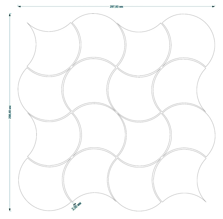 Мозаика керамическая Kotto Ceramica SCALES SC X2 6902 Flora Grey/White 300x300x9 (93x87) 0,075 м2