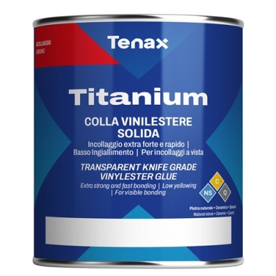 Клей вінілефірний Tenax Titanium extra clear екстра-прозорий 1 л, густий жаростійкий для каменю, кераміки