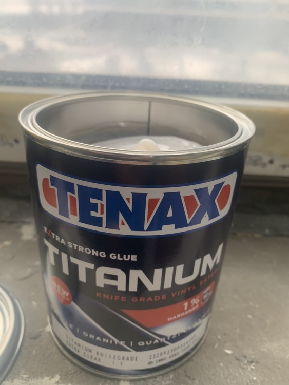 Клей винилэфирный Tenax Titanium extra clear экстра-прозрачный 1 л, густой жаростойкий для камней, керамики