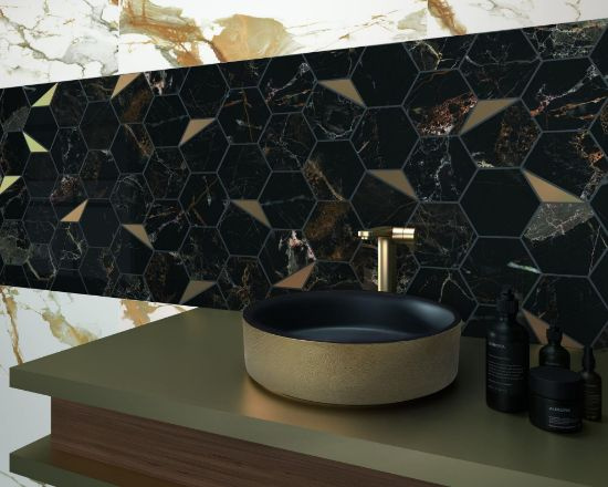 Мозаика Dune 188520 MOSAICO CARONTE 25,5*29,5 черная под мрамор керамогранит