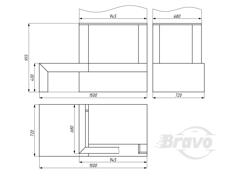 Портал для камина Bravo Техно Volakas + Nero Marquina мрамор белый/черный угловой