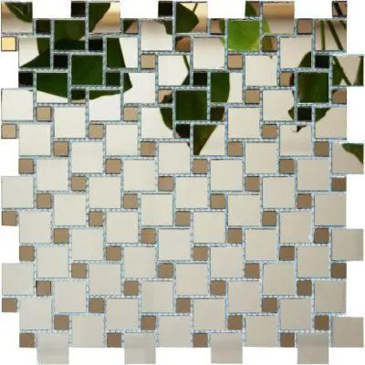 Мозаїка дзеркальна DecorStoneHub Zs-285х285-ZB сріблясто-бронзова 285х285 мм ритмічна сітка для кафе