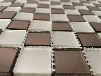 Мозаїка дзеркальна DecorStoneHub Zs-2x2-BS бронзова з сатином 274х274 мм шахова кладка для інтер'єру