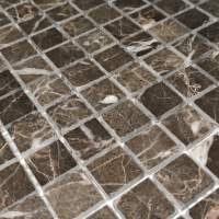 Мозаика из мрамора D-CORE ZM-8813M Marron Emperador 20x20x4 (305x305) мм глянцевая на сетке