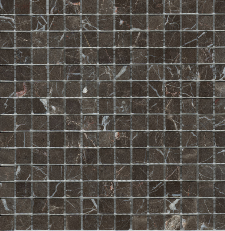 Мозаика из мрамора D-CORE ZM-8813M Marron Emperador 20x20x4 (305x305) мм глянцевая на сетке