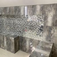 Мозаика зеркальная DecorStoneHub Zs-mix-ZSG серебристо-графитовый микс с сатином 304х304 мм для бара
