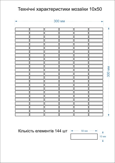 Мозаїка з керамограніту Kotto Ceramica MI7 10500503C Terra Verde 300 x 300 х 10 (прямокутник 10 x 50)