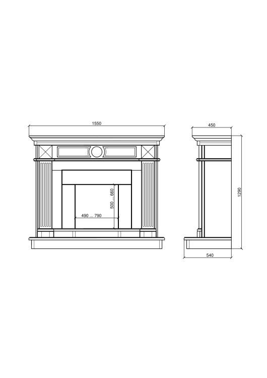 Портал для камина KrimArt Empire Victoria Beige мрамор бежевый прямой