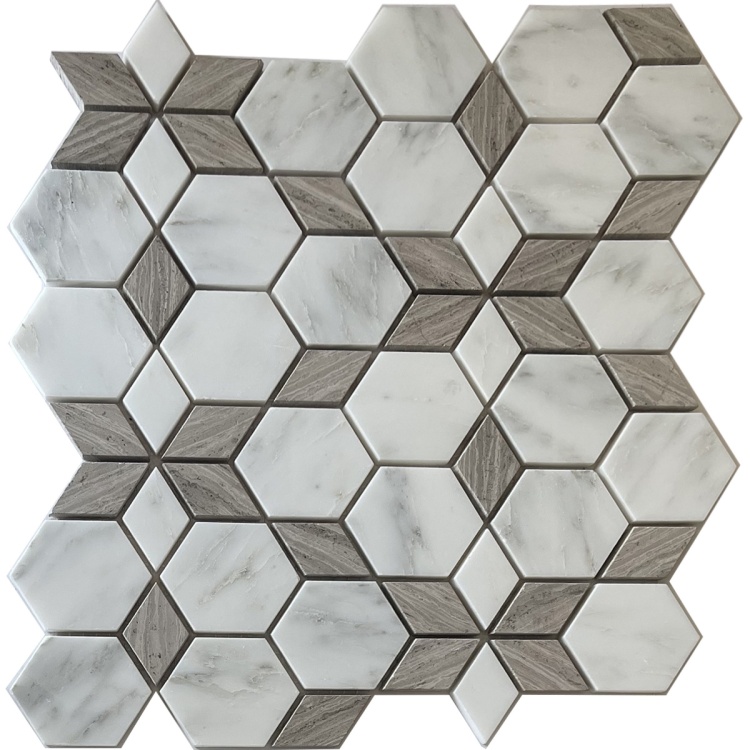 Мозаїка Mozaico de Lux S-MOS SPTH2840-207R-8 Wood+White 26,0x30,0 см